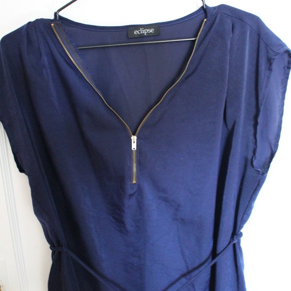 3/$20 - Dark Blue Tunic with Gold Zipper - Picture 2 of 7